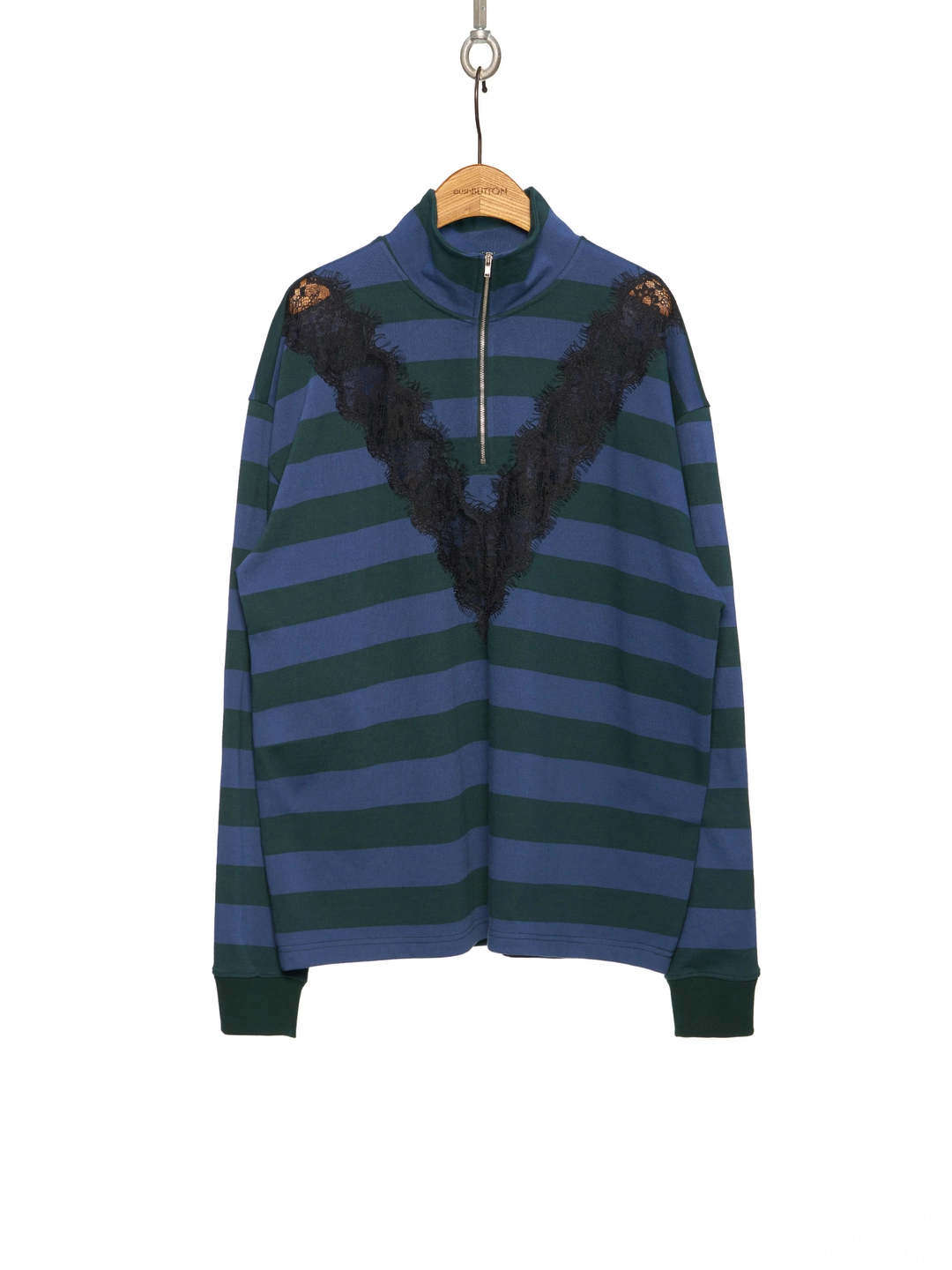푸쉬버튼 PF26 GREEN BLUE STRIPE LACE HALF ZIP UP 상품 이미지 2