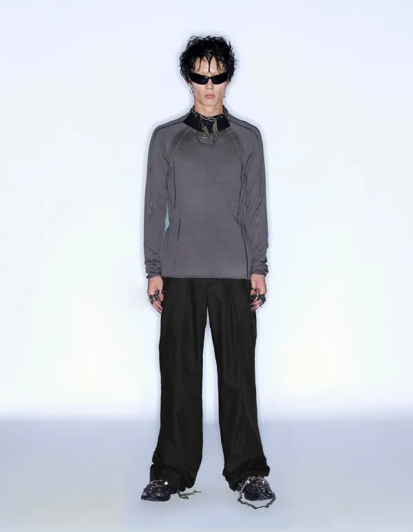 SCREW PIN TUCK COTTON SLACKS_BLACK