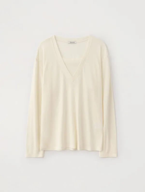 Linen Layered T-Shirt (Cream)