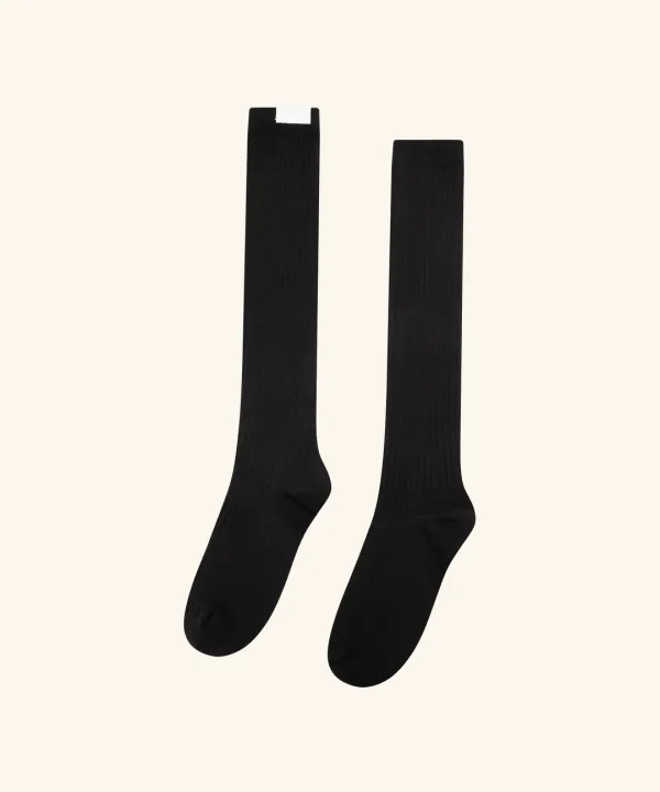 Letters Soft Knee-High Socks ( Black )