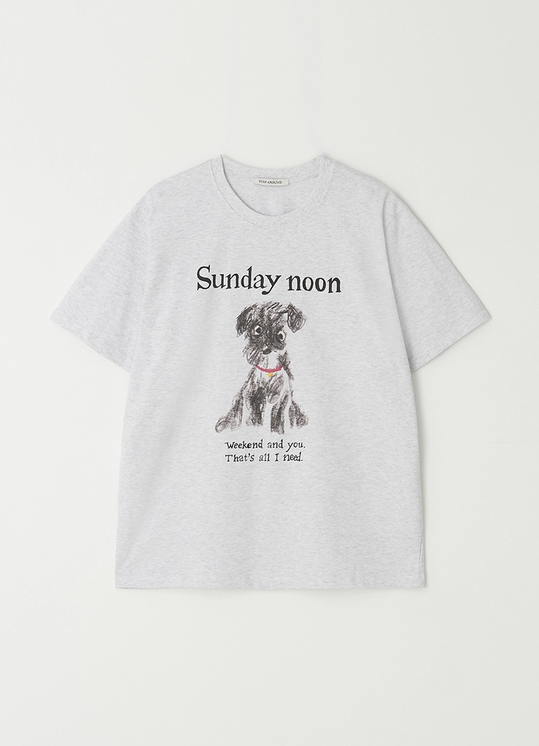 스텝어라운드 Sunday noon print T-shirts_LIGHT GREY 상품 이미지 3