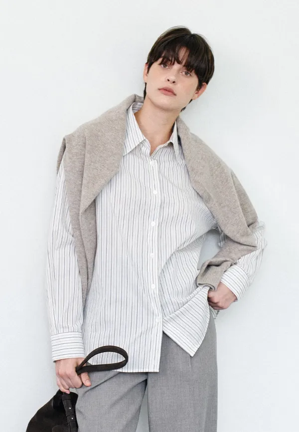 BON STRIPE SHIRT - BEIGE STRIPE