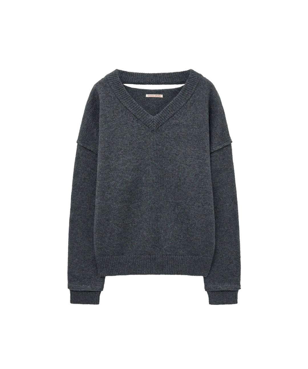 반원 아뜰리에 KN4266 컷아웃 브이넥 니트_Charcoal 상품 이미지 3