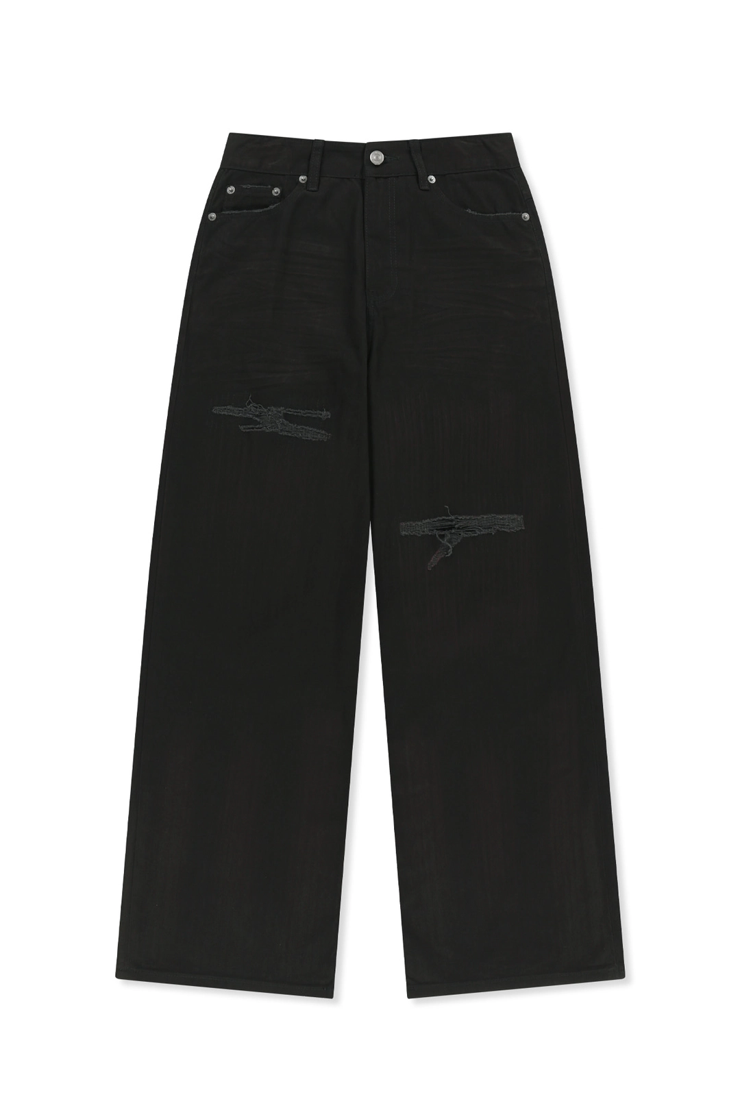 마뗑킴 DISTRESSED HERRINGBONE WIDE PANTS IN BLACK 상품 이미지 1