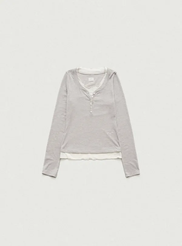 Aimee Slim Layered T-shirt_Light Grey
