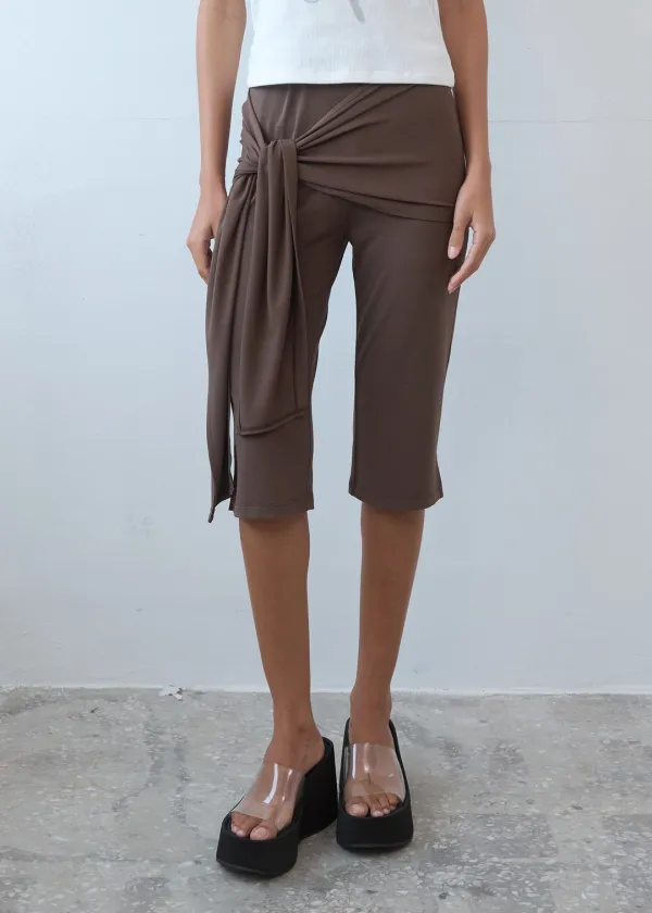 Knotted Capri Pants_Brown