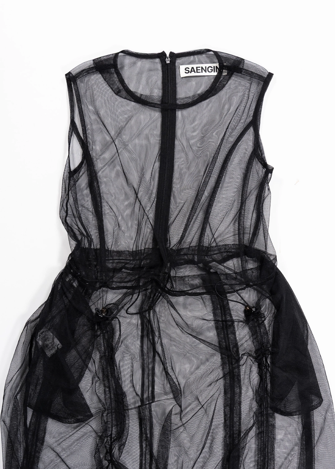 생긴 TULLE SHIRRING STOPPER DRESS - BLACK 상품 이미지 3
