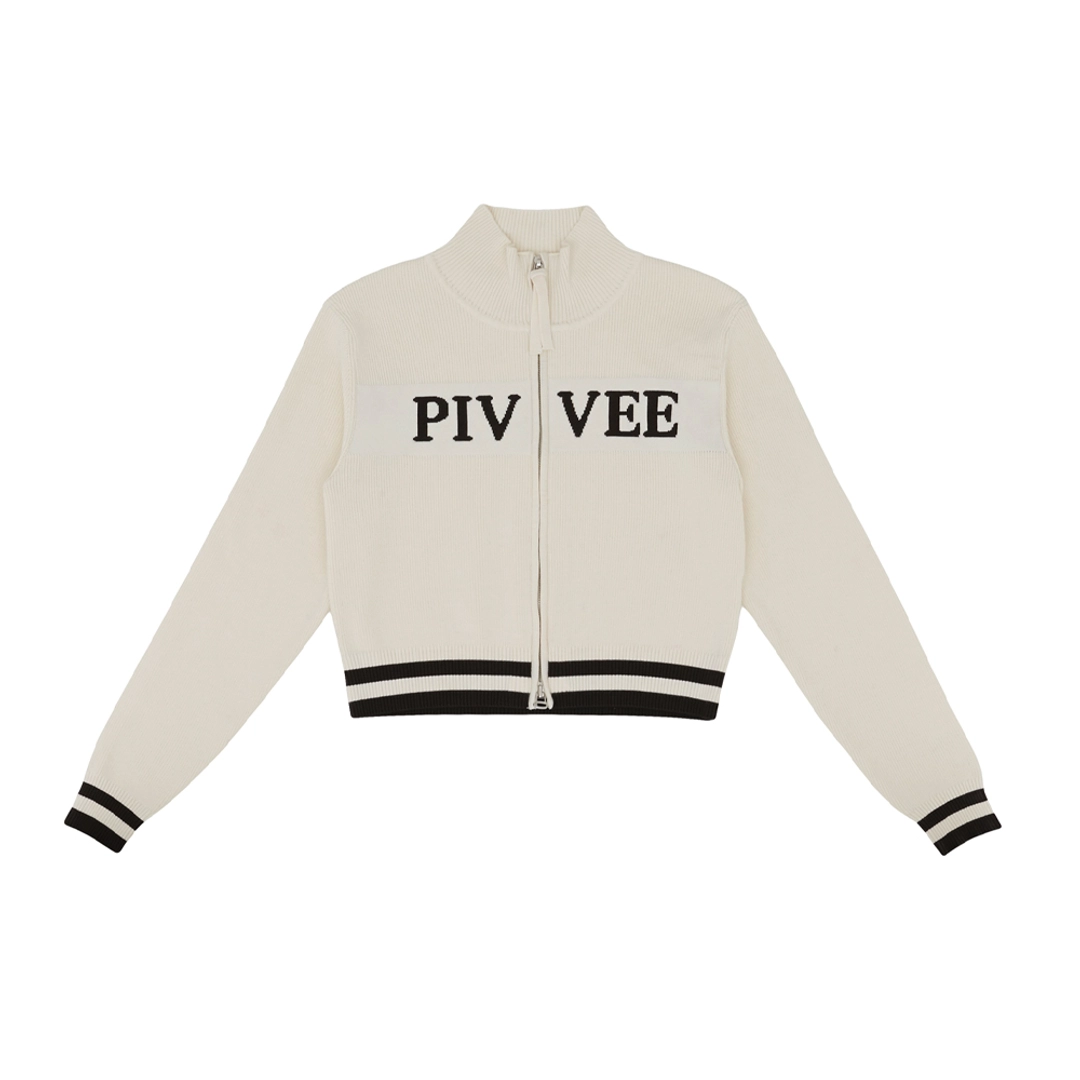 피브비 [3차] Logo Jacquard Knit Zip-up Cardigan (sand beige) 상품 이미지 1