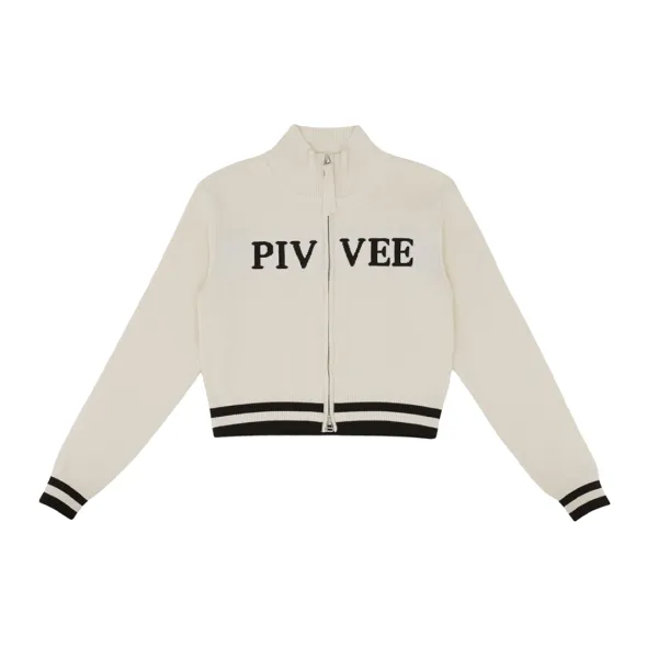 [3차] Logo Jacquard Knit Zip-up Cardigan (sand beige)