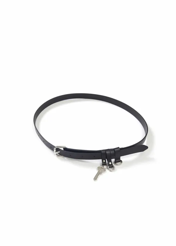 KEY CHARM LEATHER BELT (BLACK)
