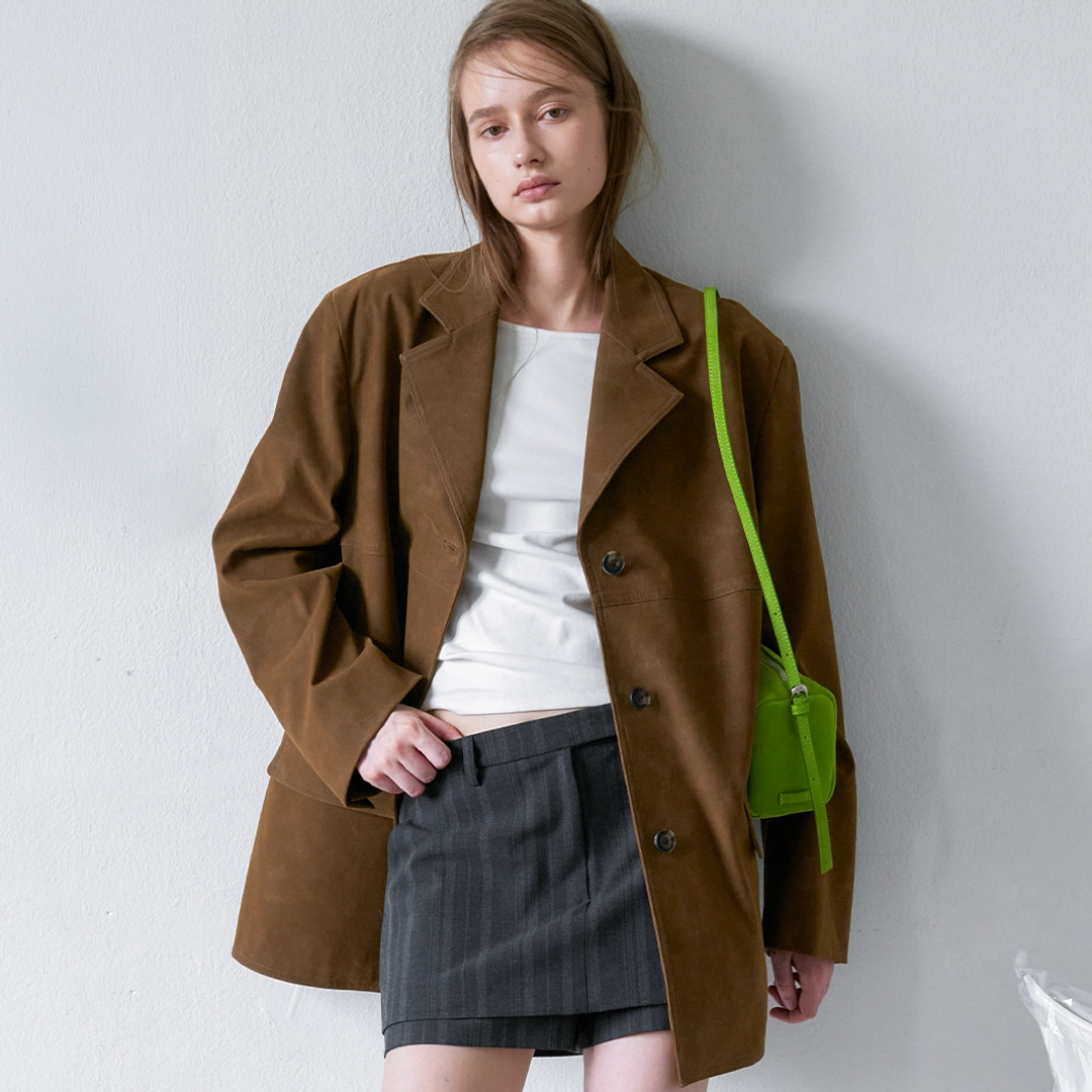 아뜰리에 나인 (JK-3079)OVER FIT SINGLE SUEDE LEATHER JACKET 상품 이미지 1