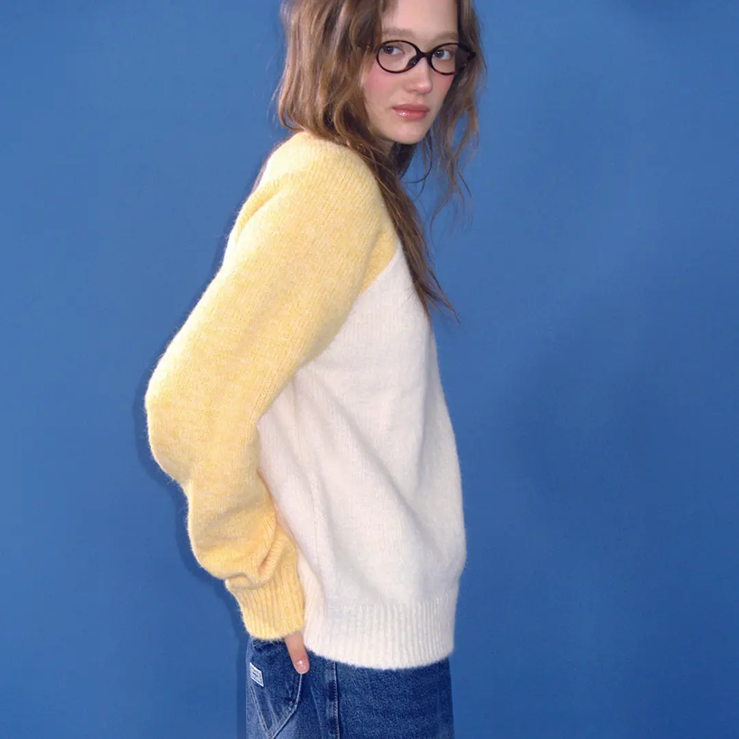 론론 WOOL RAGLAN KNIT CREAM YELLOW 상품 이미지 2