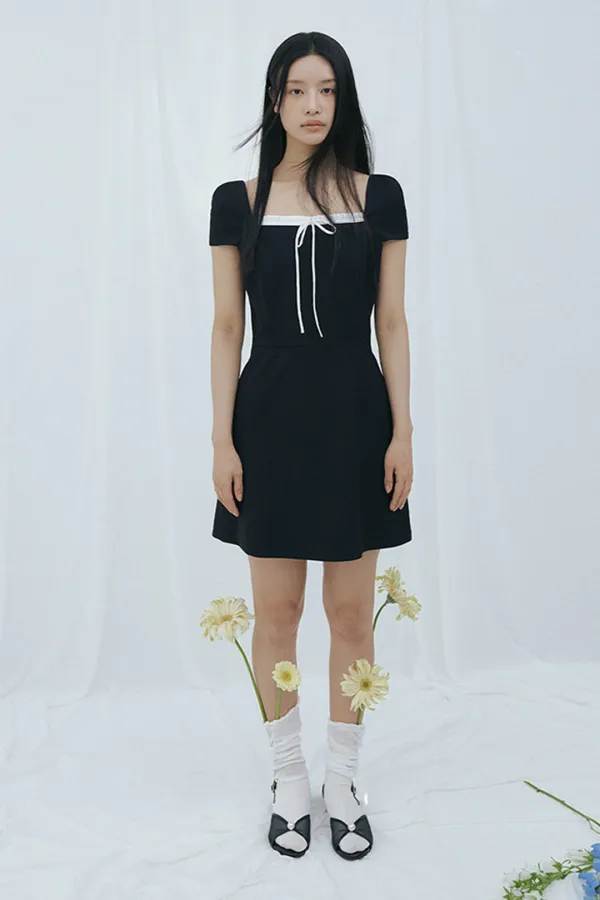 Frill Ribbon Mini One-piece (black)