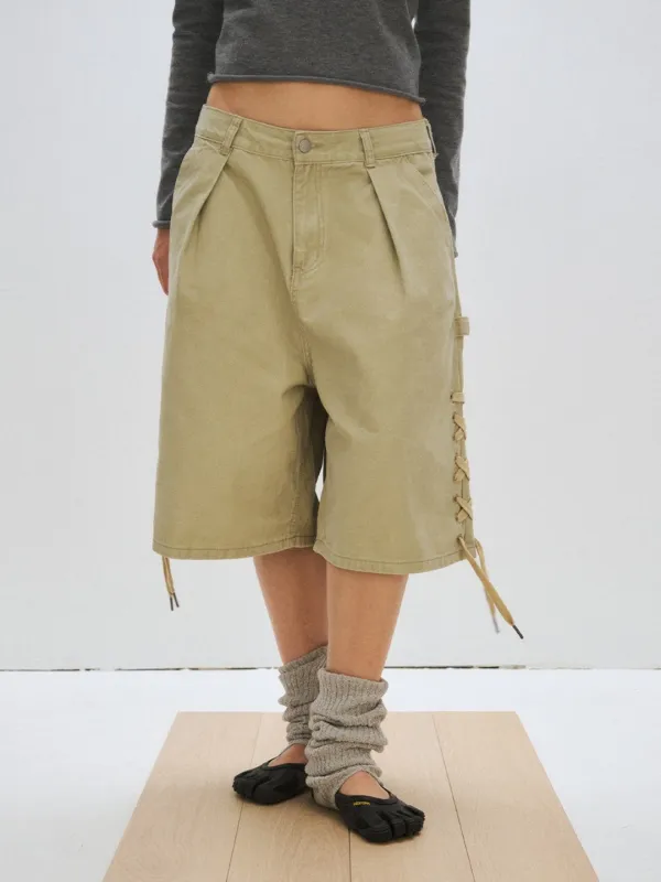 [PLZPROJECT][2차]LACE-UP BERMUDA PANTS, BEIGE