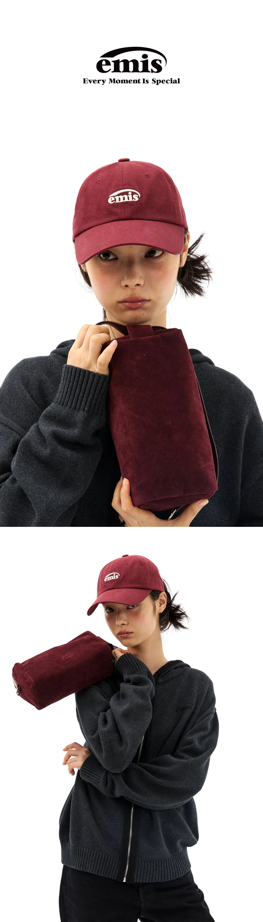 이미스 SUEDE BLOCK TOTE BAG-BURGUNDY 상품 이미지 2