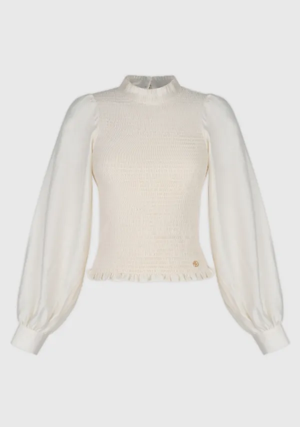 Lou Smocking Blouse Cream