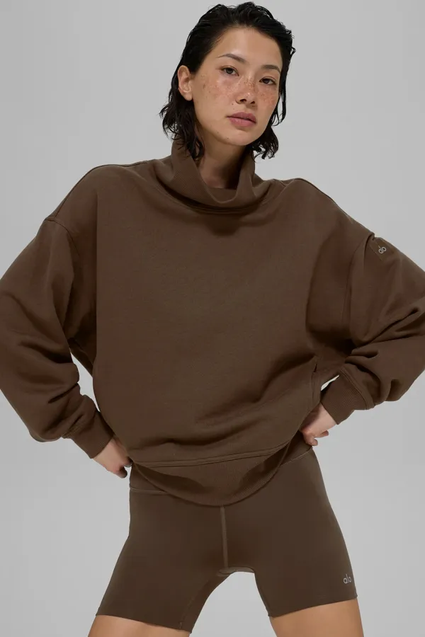 Hazy Mock Neck Pullover - Espresso