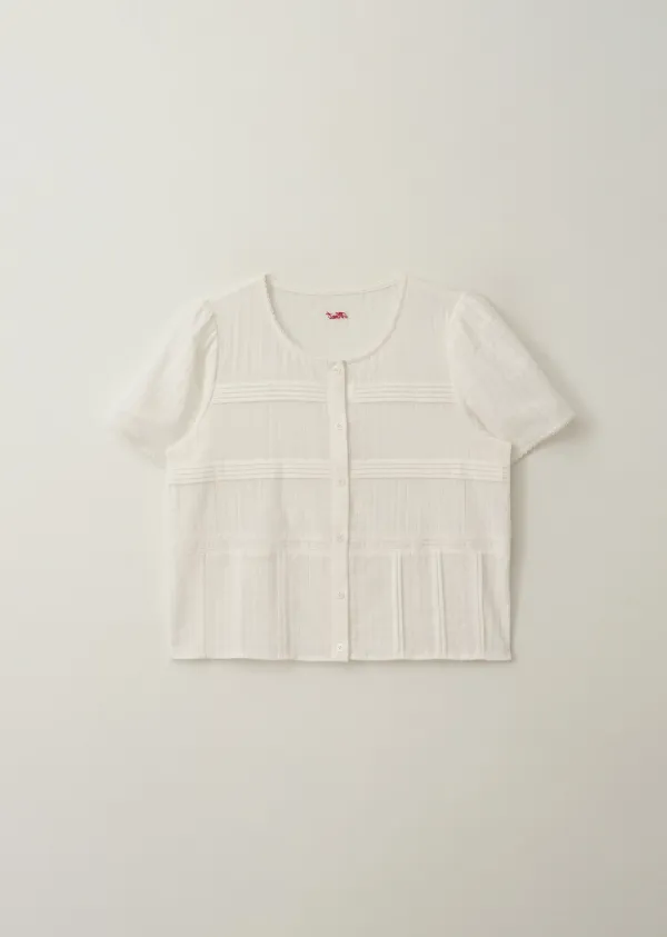 SANDY PINTUCK BLOUSE (sand ivory)