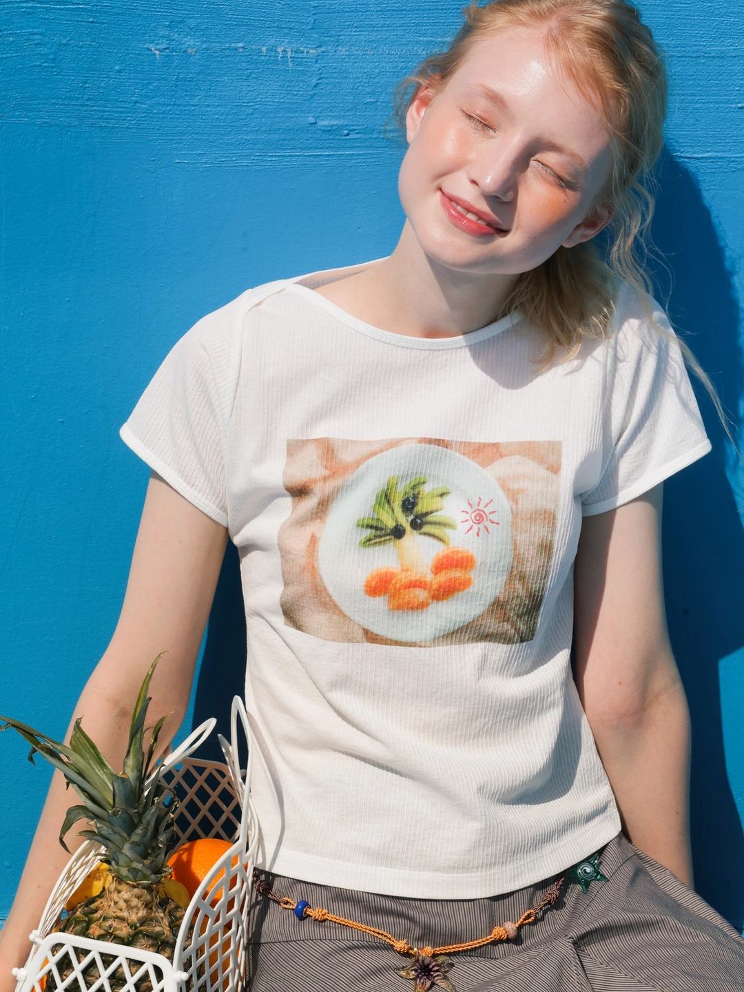 포에브 Fruit Palm Tree T-shirt - White 상품 이미지 2