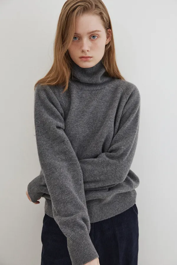 cashmere blended turtleneck (melange grey)