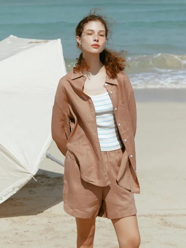 LONA overfit linen shirt_brown