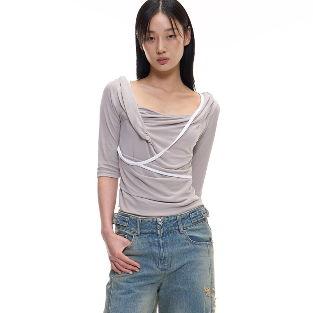 2000아카이브 CERETTI DRAPED TOP (GREY) 상품 이미지 1