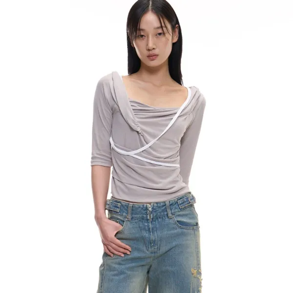 CERETTI DRAPED TOP (GREY)