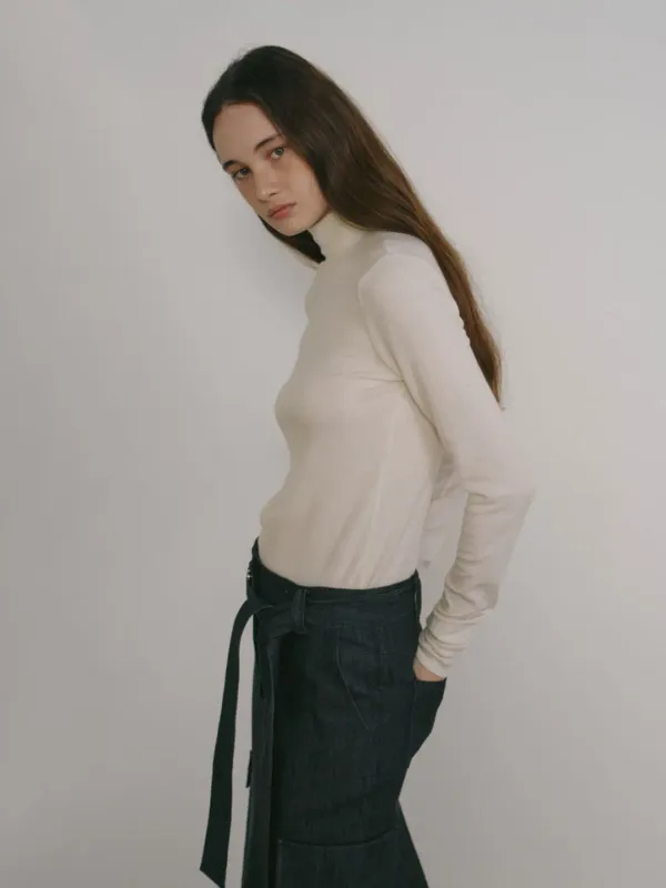 [5th] SIENNA Wool-Blend Turtleneck Top_Ivory