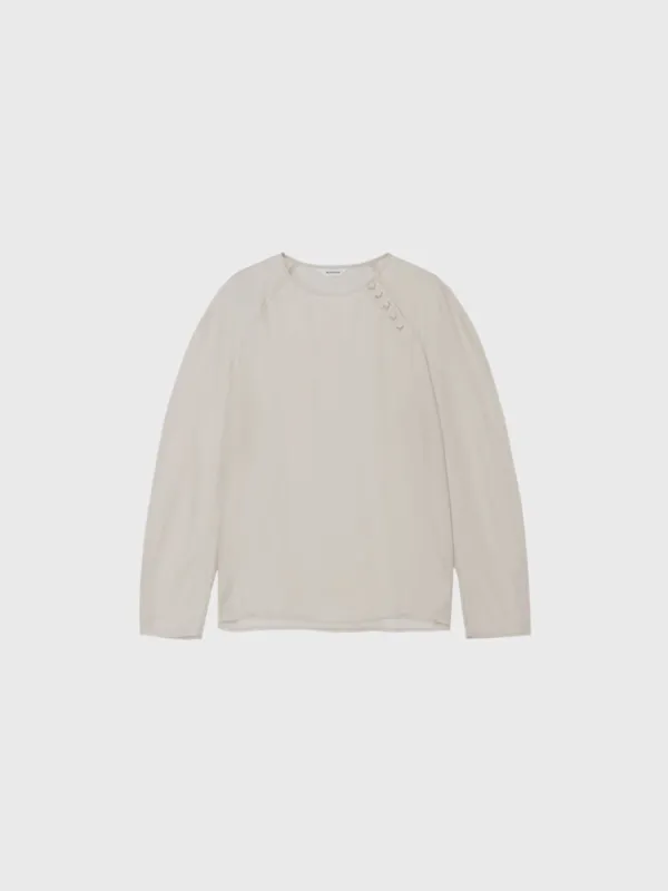 Cupro Volume Sleeve Blouse (Light Beige / Gray / Black)
