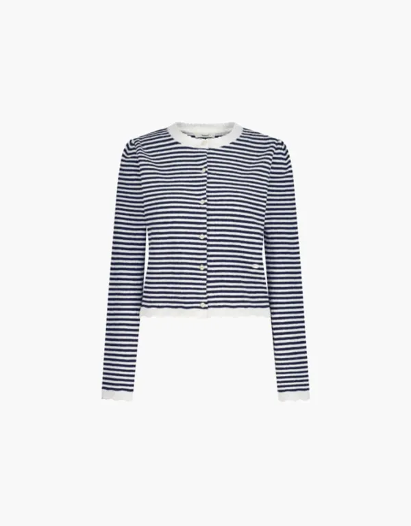 boucle stripe cardigan - navy