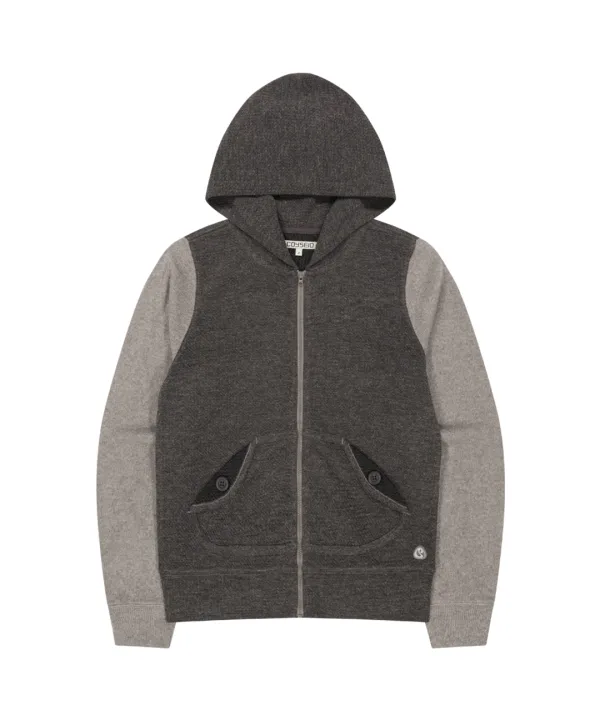 BUTTON POCKET ZIP-UP HOODIE COCOA