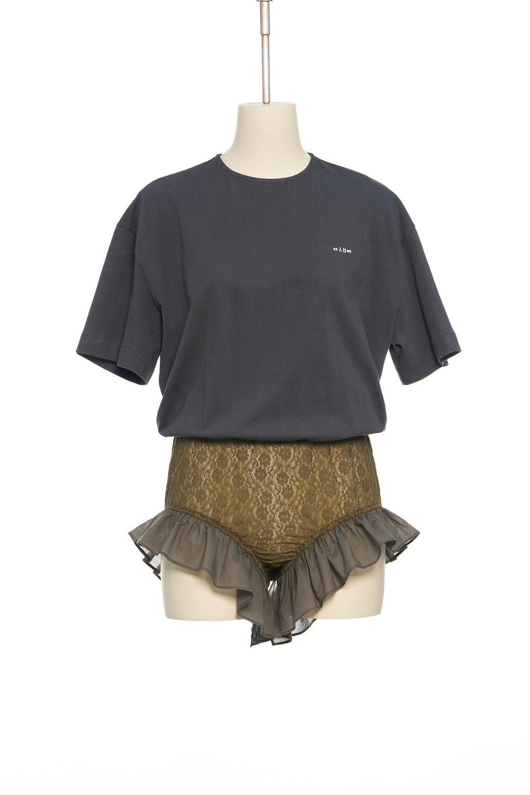 푸쉬버튼 PF25 DARK GRAY RUFFLE PANTY TOP 상품 이미지 1