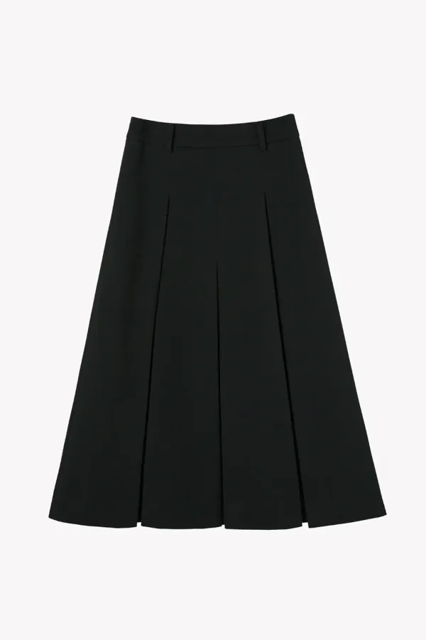 Khan Inverted Pleat Skirt (Black)