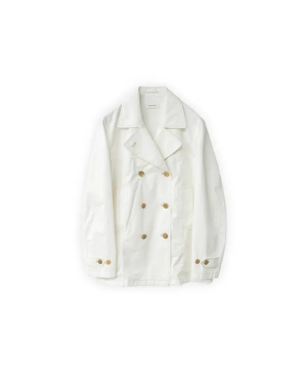 W Washed Double Half Coat, Ivory