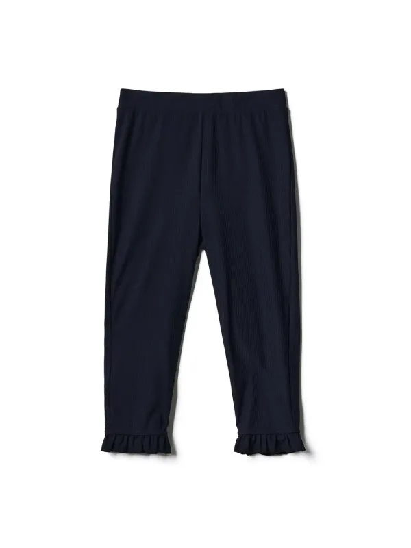 Frill Capri Leggings Pants - Black