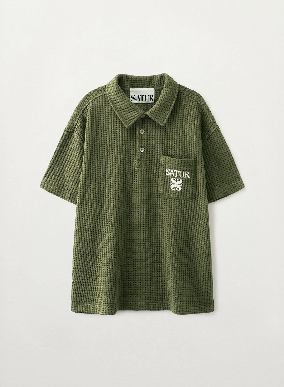 세터 Waffle Collar T-Shirt - Khaki 상품 이미지 1