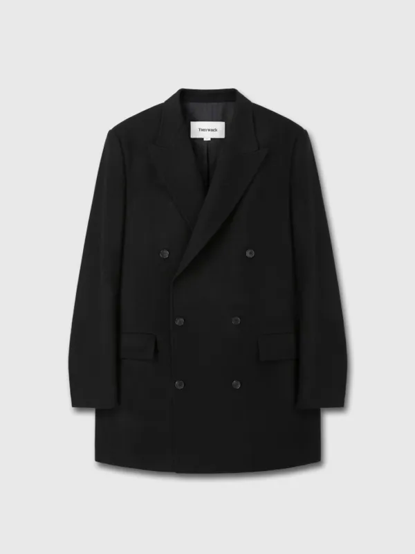 (W) WOOL AND CASHMERE DOUBLE-BREASTED TAILORED JACKET_ BLACK