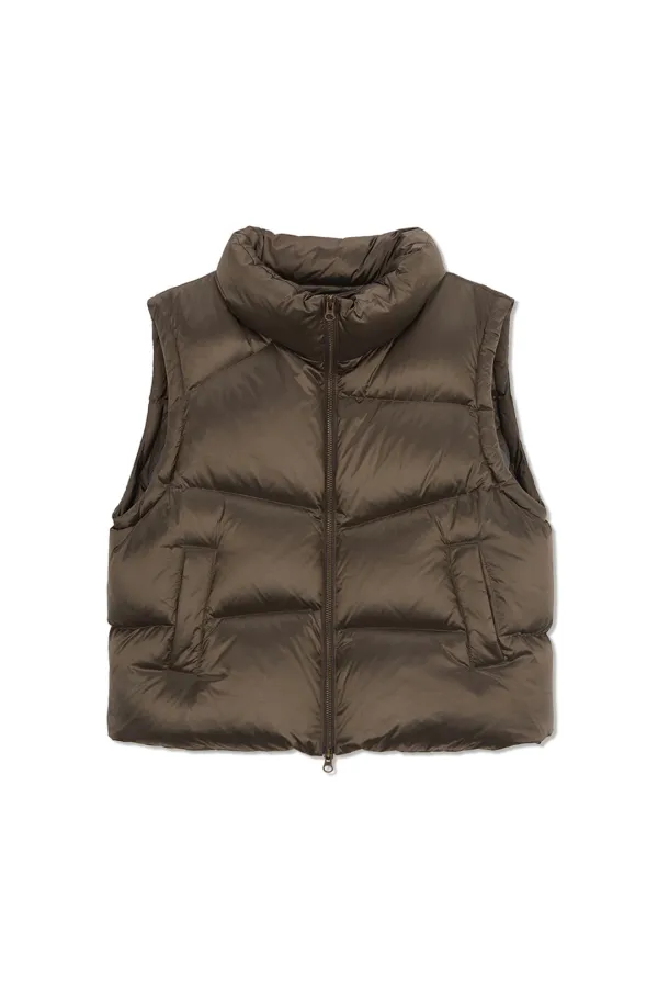 UNBALANCE QUILTED DOWN VEST FOR WOMEN IN KHAKI BROWN