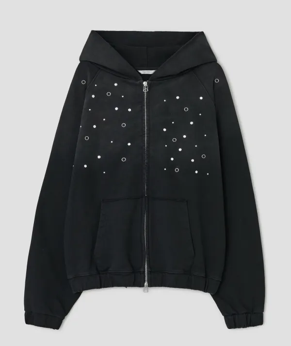 Hotfix Washed Raglan Zip Hoodie [Black]
