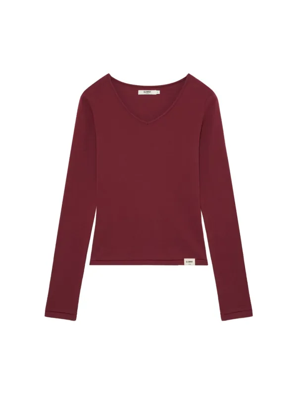 G CHARM V-NECK LONG SLEEVE (WINE)
