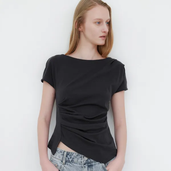 (Z-BL-4225)LOND WAIST TUCK BLOUSE