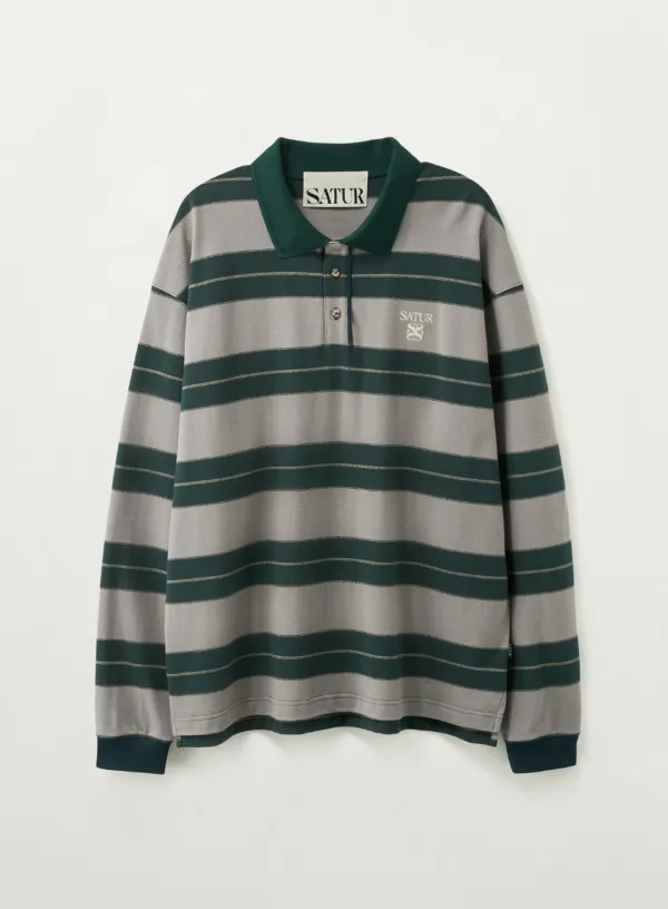 Apero Stripe Pique Long Sleeve - Green