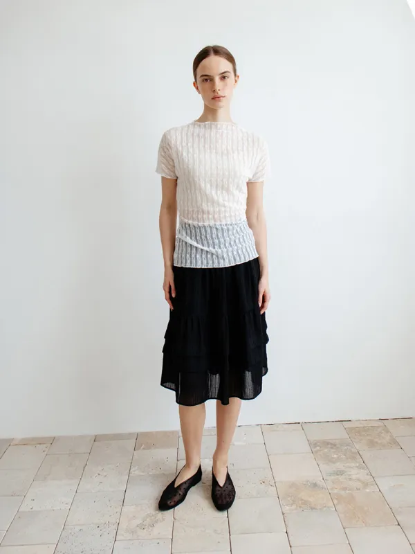 [예약배송 : 5/21] TIR SHEER TIERED MIDI SKIRT_BLACK