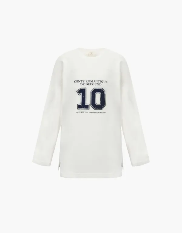 (10th) stitch point graphic t-shirt - ivory