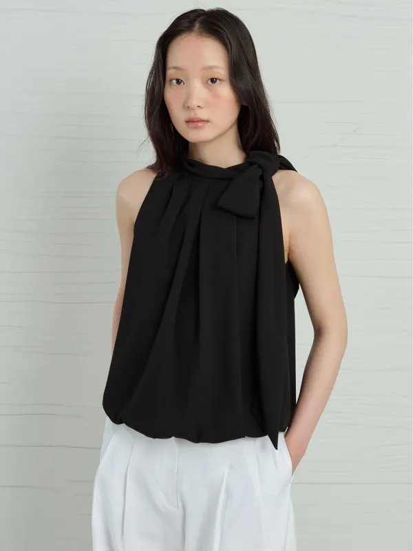 Shirring Halter Neck Blouse_2Color