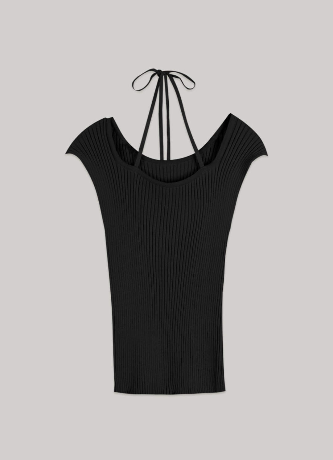 아워코모스 comos 1472 boat-neck ribbed kint (black) 상품 이미지 3