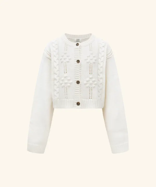 Siena Flower Wool Cardigan ( Ivory )