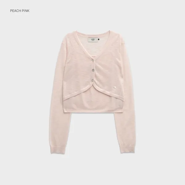 (Z-CD-2198)COOLING SLUB TOP&CARDIGAN SET S