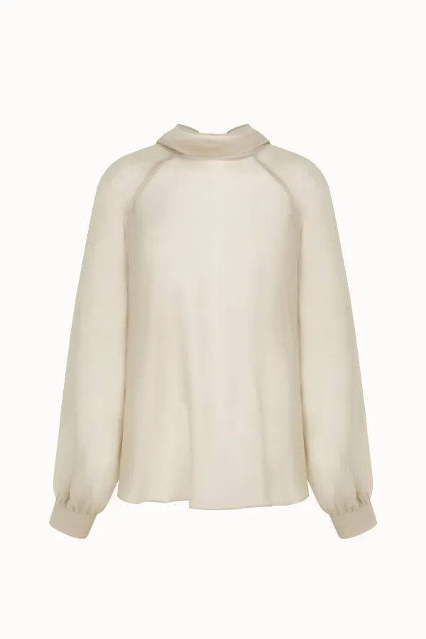 [15차 리오더]Tie See-through Blouse[LMBFCO25SH314]-Light Beige