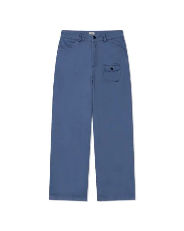 WASHED COTTON PANTS (Blue,2size)